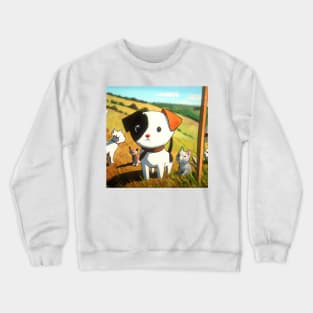 Cute dogs on the hill Crewneck Sweatshirt